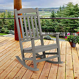 Flash Furniture All-Weather Faux Wood Rocking Chair in Grey