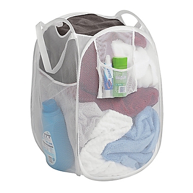 Simply Essential&trade; Mesh Pop-Up Hamper in White. View a larger version of this product image.