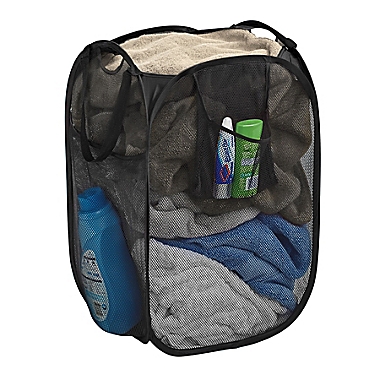 Simply Essential&trade; Mesh Pop-Up Hamper in Black. View a larger version of this product image.