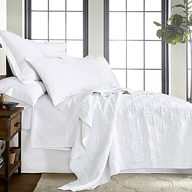 Levtex Home Washed Linen Quilted King Pillow Sham in White. View a larger version of this product image.