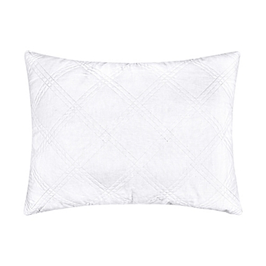 Levtex Home Washed Linen Quilted Standard Pillow Sham in White. View a larger version of this product image.