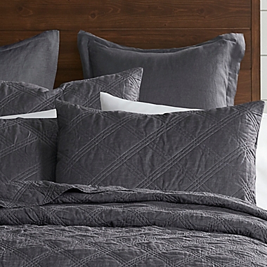 Levtex Home Washed Linen King Quilt in Charcoal. View a larger version of this product image.