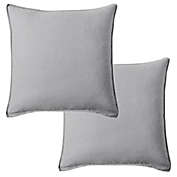 Levtex Home Washed Linen Square Throw Pillow Cover in Light Grey (Set of 2)