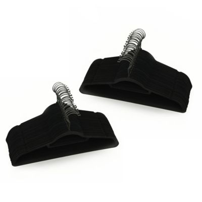 Squared Away™ Velvet Slim Suit Hangers in Black with Matte Black Hook (Set of 50)