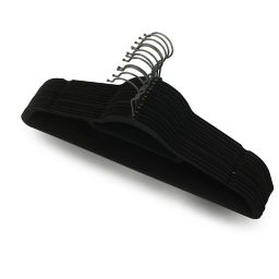 Squared Away™ Velvet Slim Suit Hangers in Black with Matte Black Hook (Set of 12)