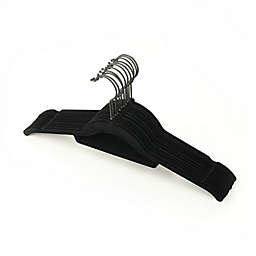 Squared Away™ Velvet Slim Shirt Hangers in Black with Matte Black Hook(Set of 12)