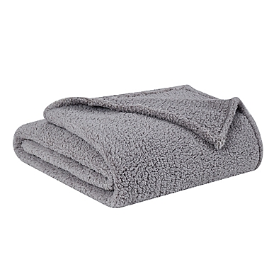 Brooklyn Loom&reg; Marshmallow Sherpa Throw in Grey. View a larger version of this product image.
