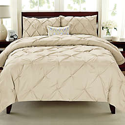 Pintuck 3-Piece King Comforter Set in Taupe