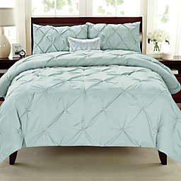 Pintuck 3-Piece Full/Queen Comforter Set in Mist Blue