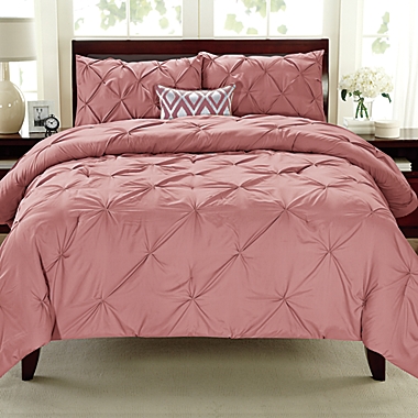 Pintuck 3-Piece Full/Queen Comforter Set in Coral. View a larger version of this product image.