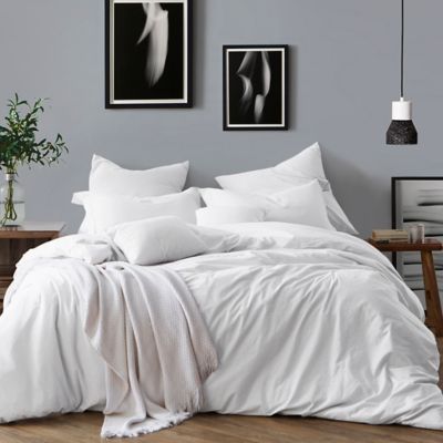 Swift Home Prewashed Yarn-Dyed Cotton 3-Piece Full/Queen Duvet Cover Set in Ivory