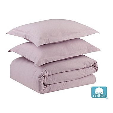 Swift Home Prewashed Yarn-Dyed Cotton 3-Piece King Duvet Cover Set in Lavender. View a larger version of this product image.