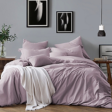 Swift Home Prewashed Yarn-Dyed Cotton 3-Piece Full/Queen Duvet Cover Set in Lavender. View a larger version of this product image.
