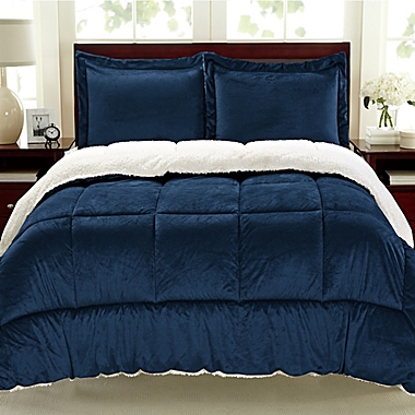 Cathay Home Sherpa Down Alternative 3-Piece Comforter Set. View a larger version of this product image.