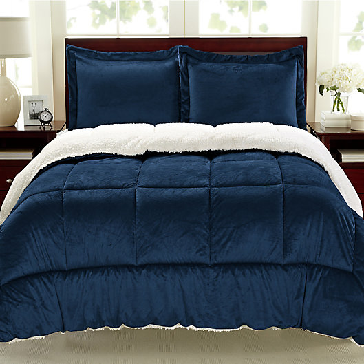 Alternate image 1 for Cathay Home Sherpa Down Alternative 3-Piece Comforter Set