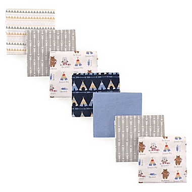 Luvable Friends&reg; 7-Pack Tribe Flannel Receiving Blankets in Blue. View a larger version of this product image.