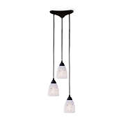 ELK Lighting Vertical 3-Light Pendant with Dark Rust Finish and Snow White Glass Shades