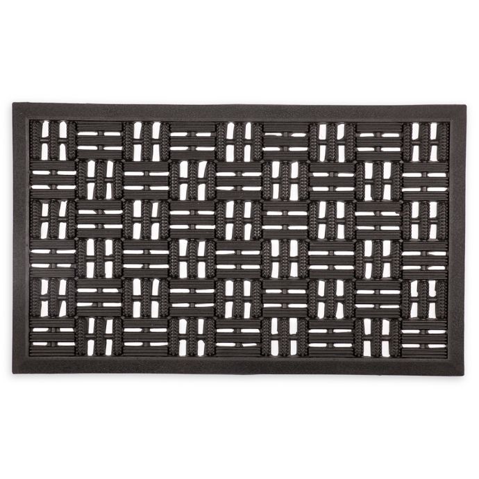 Entryways Squares 18 X 30 Rubber Door Mat In Black Bed Bath