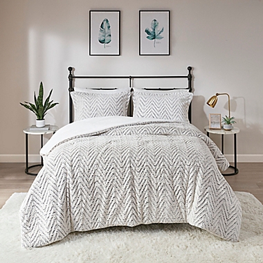 Madison Park Adelyn Ultra Plush 3-Piece King/California King Comforter Set in Ivory. View a larger version of this product image.