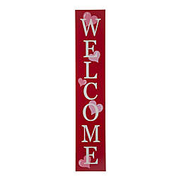 Glitzhome® Valentine's "Welcome" 42-Inch Wooden Porch Sign in Red/Pink