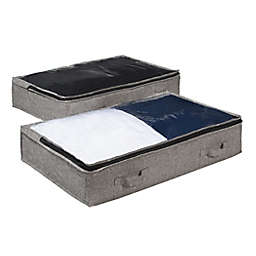 Squared Away&trade; Arrow Weave Underbed Storage Bags in Grey (Set of 2)