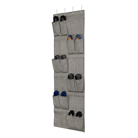 Alternate image 1 for Squared Away™ Arrow Weave 24-Pocket Over-the-Door Shoe Organizer in Grey