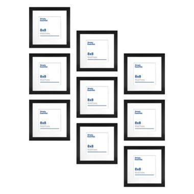 Simply Essential&trade; Gallery 8-Inch x 8-Inch Matted Wood Picture Frames in Black (Set of 9). View a larger version of this product image.