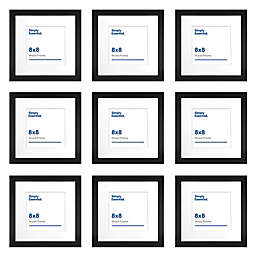 Simply Essential™ Gallery 8-Inch x 8-Inch Matted Wood Picture Frames in Black (Set of 9)