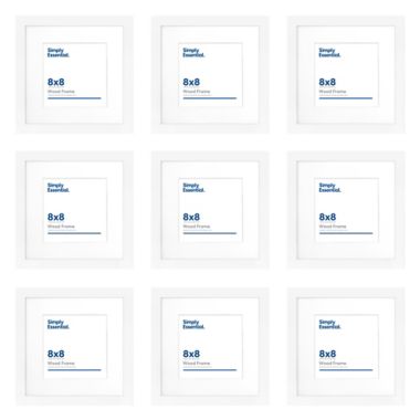 Simply Essential&trade; Gallery 8-Inch x 8-Inch Matted Wood Picture Frames in White (Set of 9). View a larger version of this product image.