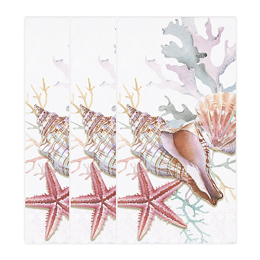 Alternate image 1 for Watercolor Shells 32-Count Paper Guest Towels