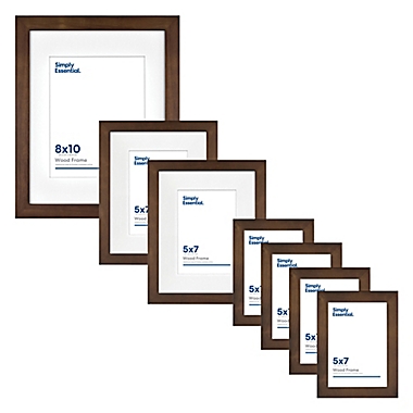 Simply Essential&trade; Gallery 7-Piece Matted Wood Picture Frame Set in Walnut. View a larger version of this product image.