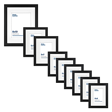 Simply Essential&trade; Gallery 9-Piece Matted Wood Picture Frame Set in Black. View a larger version of this product image.