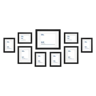 Simply Essential&trade; Gallery 9-Piece Matted Wood Picture Frame Set in Black. View a larger version of this product image.