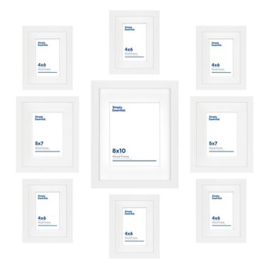 Simply Essential&trade; Gallery 9-Piece Matted Wood Picture Frame Set in White. View a larger version of this product image.