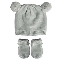 NYGB® Newborn 2-Piece Double Pom Hat and Mitten Set in Cloud
