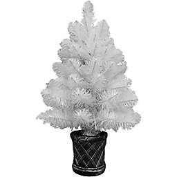 Fraser Hill Farm® 2-Foot Fiberoptic Christmas Tree in White with LED Lights