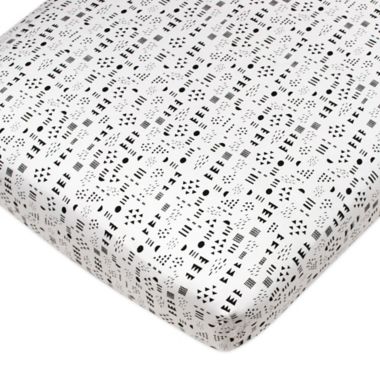 The Honest Company&reg; Pattern Play Organic Cotton Fitted Crib Sheet in White/Black. View a larger version of this product image.