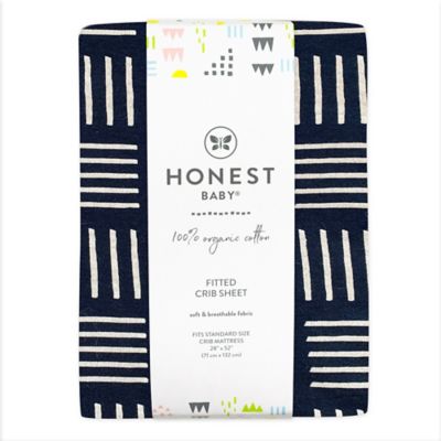 The Honest Company&reg; Sketchy Square Organic Cotton Fitted Crib Sheet in Navy/White
