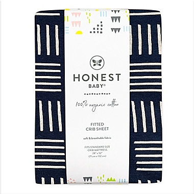 The Honest Company&reg; Sketchy Square Organic Cotton Fitted Crib Sheet in Navy/White. View a larger version of this product image.