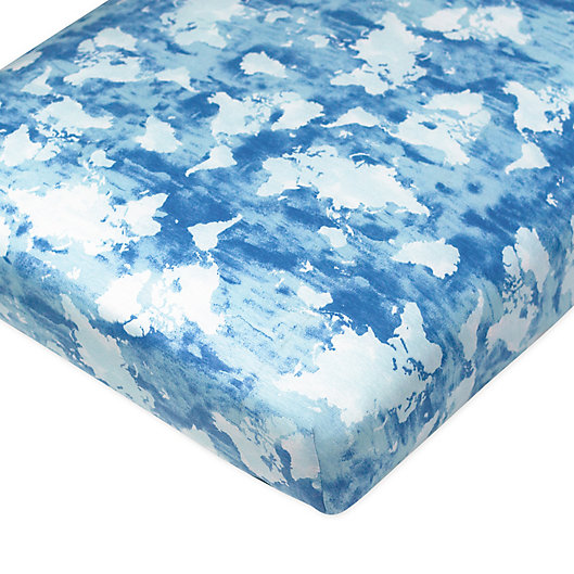 Alternate image 1 for The Honest Company® Watercolor World Organic Cotton Fitted Crib Sheet in Blue