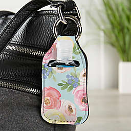 Floral Personalized Hand Sanitizer Holder Keychain