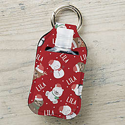 Holly Jolly Characters Personalized Hand Sanitizer Holder Keychain