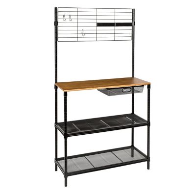 Honey-Can-Do&reg; 65-Inch Bakers Rack with Cutting Board in Black