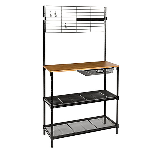 Alternate image 1 for Honey-Can-Do® 65-Inch Bakers Rack with Cutting Board in Black