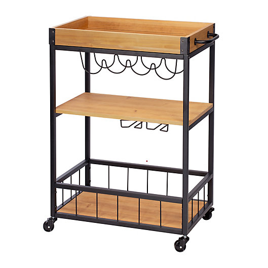 Alternate image 1 for Honey-Can-Do® Industrial Rolling Bar Cart with Serving Tray