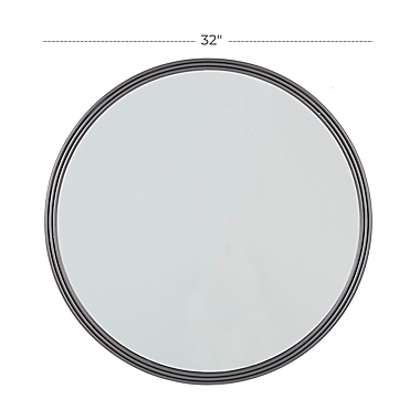 Ridge Road Decor 32-Inch Round Triple-Rimmed Metal Wall Mirror in Silver. View a larger version of this product image.