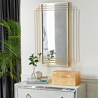 Ridge Road Decor 36-Inch x 24-Inch Rectangular Metal Layered Framed Wall Mirror in Gold. View a larger version of this product image.