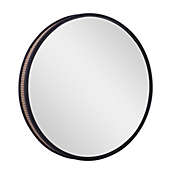 Ridge Road D&eacute;cor 31.5-Inch Round Metal Wall Mirror with Faux Wicker Can in Black