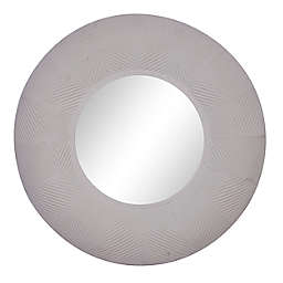 Ridge Road Décor 35-Inch Round Textured Wall Mirror in White