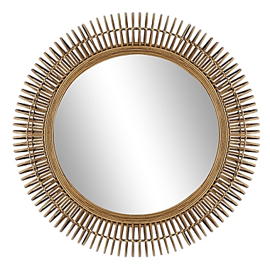 Ridge Road Decor Natural 32-Inch Round Wicker Wall Mirror in Brown. View a larger version of this product image.